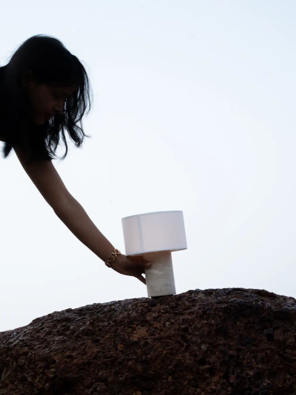 Terra Travertine Portable Table Lamp
