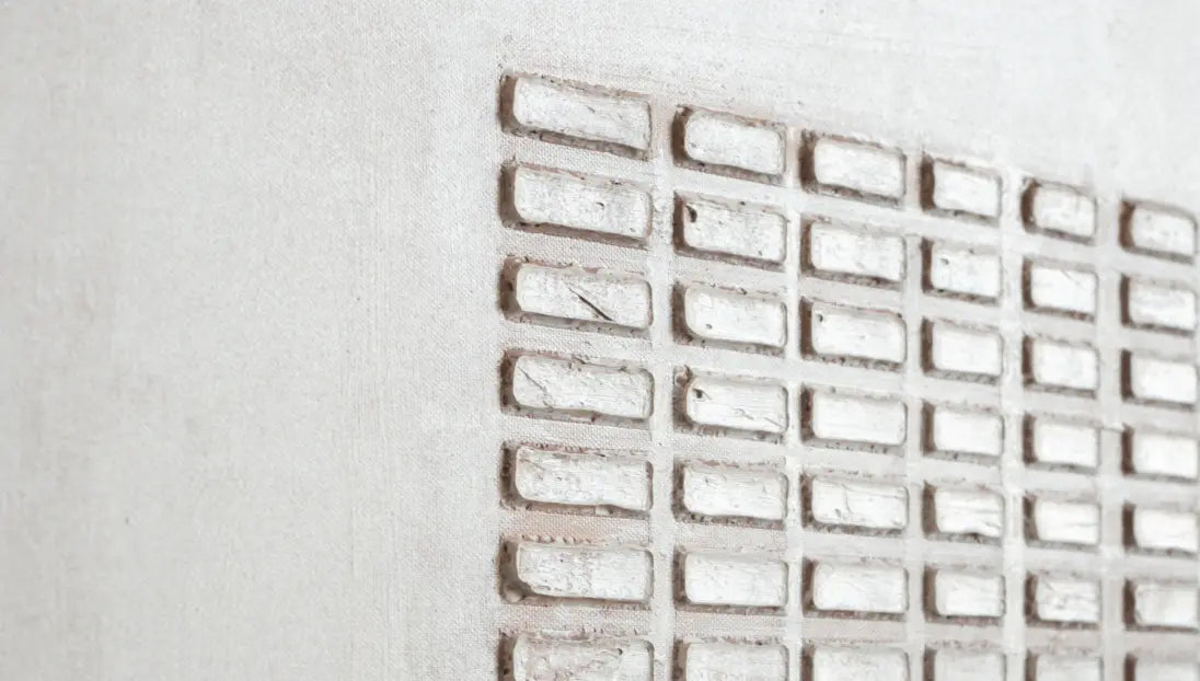 Modern wall art painting with neutral texture and minimalist grid pattern