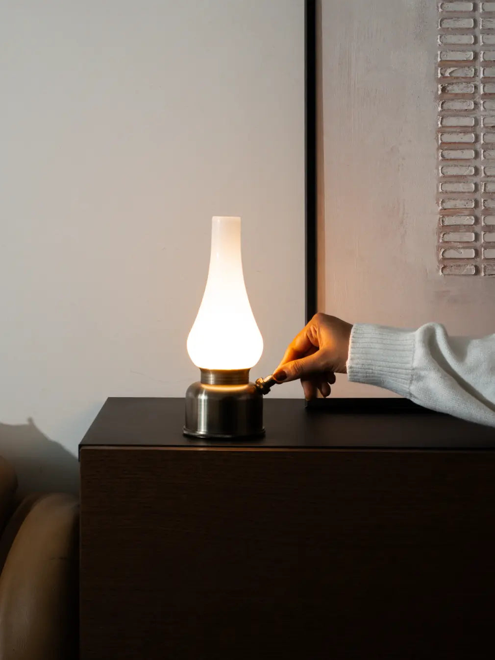 Vintage Lantern Glass Portable Table Lamp