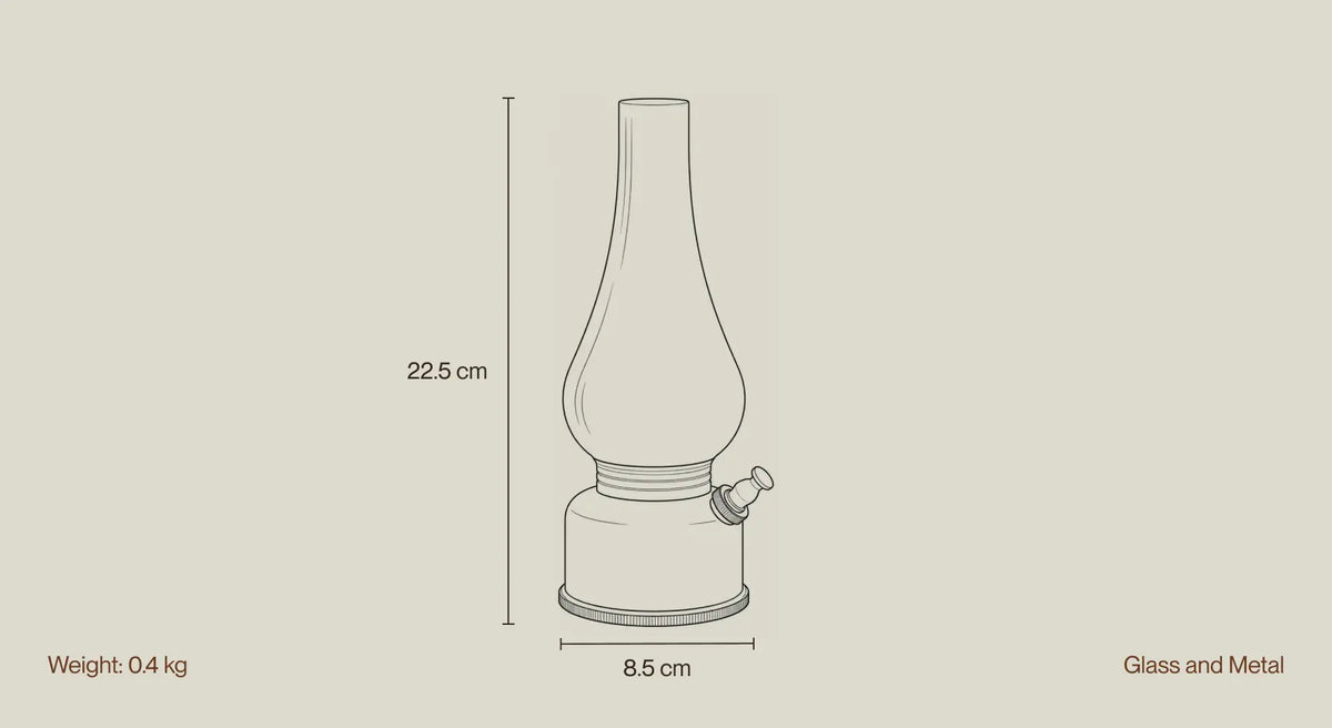 Vintage Lantern Glass Portable Table Lamp dimensions, material and weight