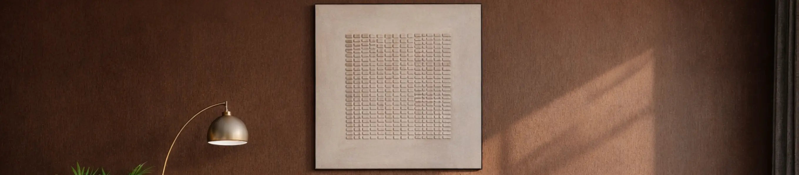 Minimal wall painting with textured art in a calm, modern living room setting