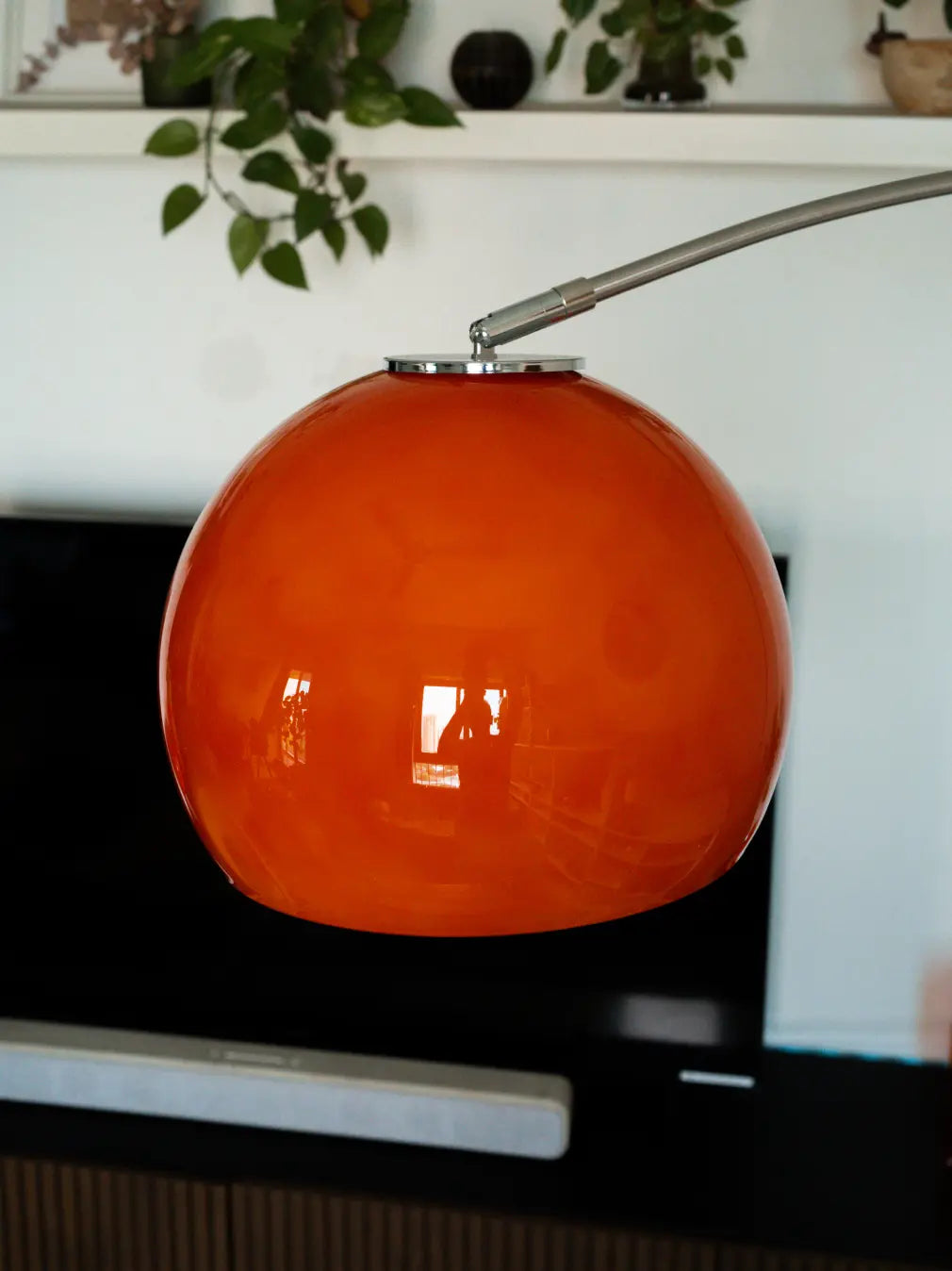 Arco Orange Glass Floor Lamp