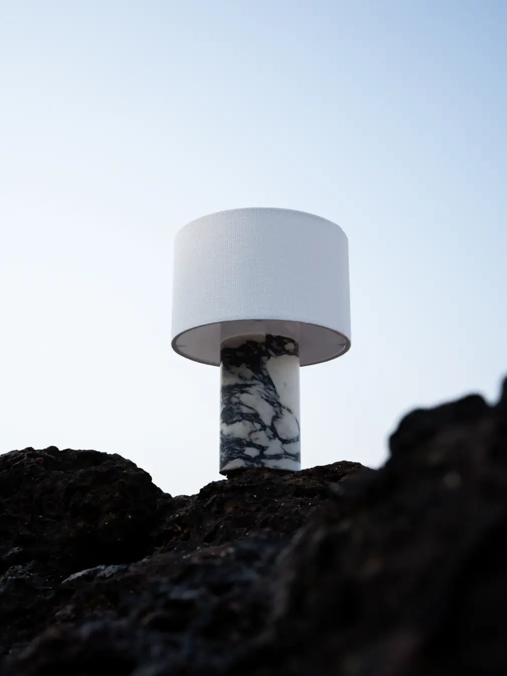 Fossil Italian Marble Portable Table Lamp
