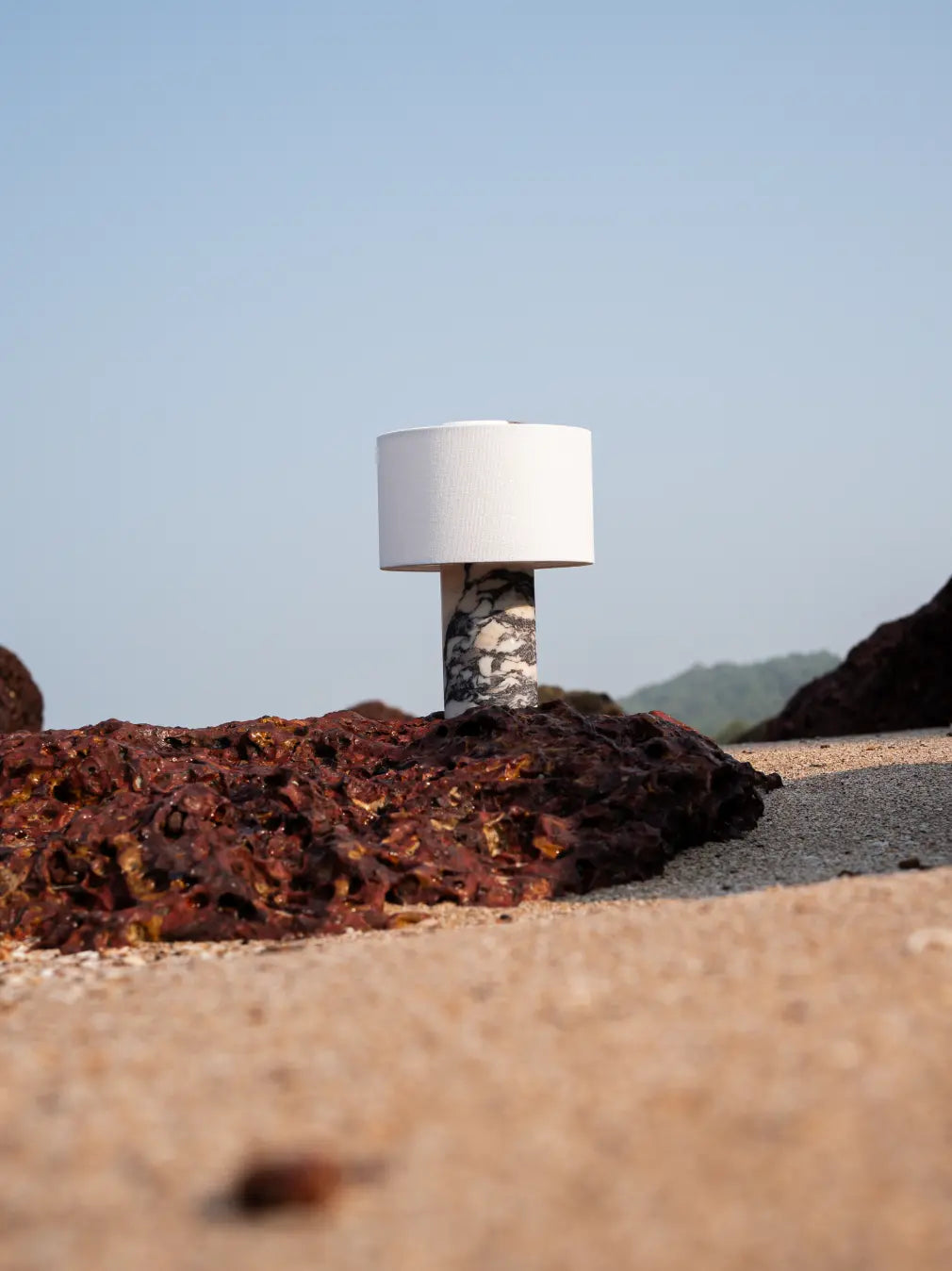 Fossil Italian Marble Portable Table Lamp