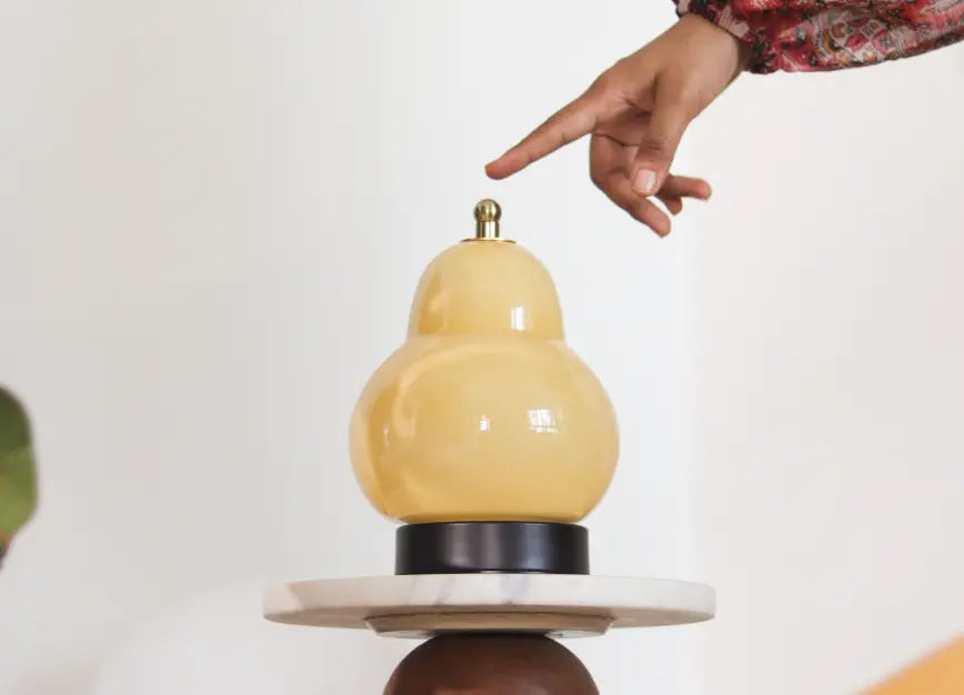 Pear Table Lamp with touch control for changing light modes and adjusting brightness